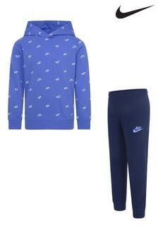 Синий - Детский комплект из худи и спортивных брюк с принтом логотипа Nike (T60397) | €64