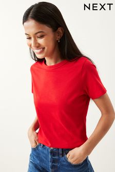 Rot - Essential T-Shirt mit Rundhalsausschnitt aus 100 % reiner Baumwolle (T60414) | 9 €