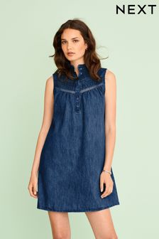 Blue Sleeveless Broderie Summer Dress (T60525) | €21