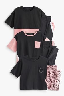 Pink/Schwarz - Panda-Pyjamas mit Leggings, 3er-Pack, rosa (3-16yrs) (T60583) | 45 € - 55 €