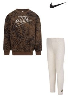 Nike Cream/Brown Little Kids Animal Sweatshirt and Leggings Set (T60591) | €53