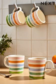 Set of 4 Multi Striped Mugs