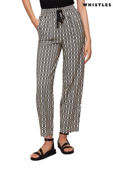 Whistles Link Check Print Black Trousers (T60791) | $180