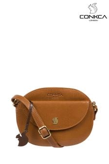 Brązowy - Conkca Una Leather Cross Body Bag (T60810) | 310 zł
