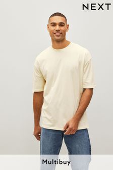 Ecru Natural Relaxed Fit Essential Crew Neck T-Shirt (T60852) | KRW17,500