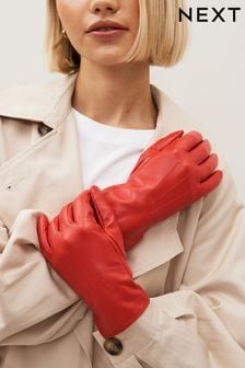 Czerwony - Rękawiczki skórzane (T60853) | 52 zł