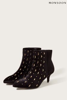 Monsoon Black Stud Ankle Boots (T60898) | 598 SAR