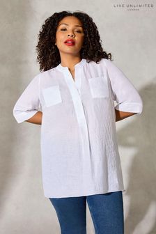 Live Unlimited Ivory Lightweight Highlow Blouse (T60921) | €38