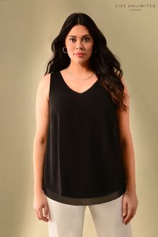 Live Unlimited Curve Chiffon Vest Black Top (T60934) | $64