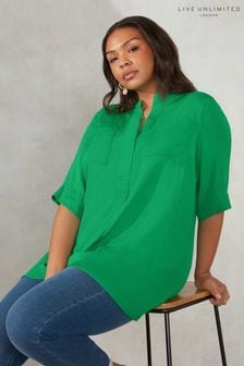 Live Unlimited Green Lightweight Highlow Blouse (T60943) | €37