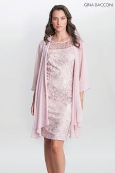 Gina Bacconi - Hayley - Roze jurk met borduursel en bijpassend chiffon jasje (T60976) | €294