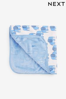 Bleu à motifs éléphant - Couverture bébé en polaire (T61060) | €14