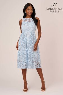 Adrianna Papell Blue 3D Embroidery Fit And Flare Dress (T61532) | €130