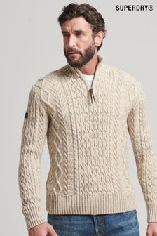 Naturfarben - Superdry Jacob Henley Pullover (T61558) | CHF 97