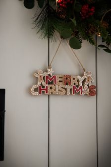 Natural Gingerbread Merry Christmas Sign (T61585) | kr98