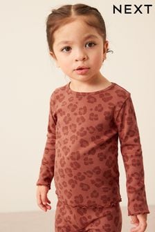 Animalprint - Baumwollreiches Langarm-Ripp-T-Shirt (3 Monate bis 7 Jahre) (T61673) | 7 € - 10 €
