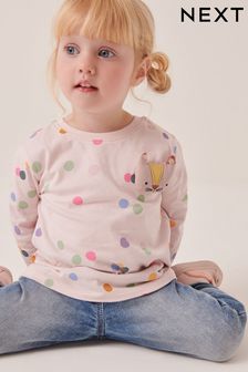 Rose vif imprimé licorne - T-shirt à manches longues et motif personnage (3 mois - 7 ans) (T61676) | €6 - €8