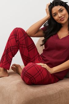 Red Check Cotton Short Sleeve Pyjamas (T61757) | AED68