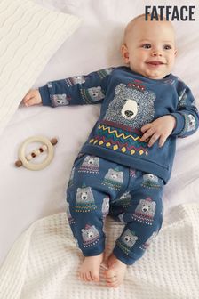 Conjunto de pantalones de chándal y sudadera con cuello redondo en gris con diseño de oso polar para bebé de FatFace (T61877) | 38 € - 41 €