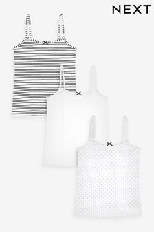 Black/White Strappy Cami Vest 3 Pack (1.5-16yrs) (T61894) | $19 - $28