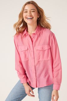 Ярко-розовый - Повседневная рубашка с длинными рукавами (T61919) | €10