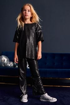 Black Sequin Effect Trousers (3-16yrs) (T62018) | €10 - €15