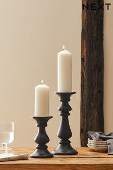 Black Wood Pillar Candle Holder (T62103) | AED47 - AED70