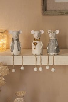 White Milly Mouse Dangly Set of 3 Ornaments Word Ornament (T62105) | €26