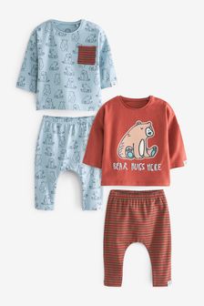 Blue/Red Bear 4 Piece Baby T-Shirts and Leggings Set (T62263) | €25 - €28