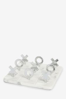 White/Silver Chic Marble Effect Noughts & Crosses Decorative Game (T62323) | €47