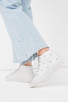 White Forever Comfort® Star Embroidered High Top Trainers (T62349) | 18 € - 22 €
