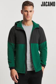 Jacamo Green Polar Fleece Full Zip Hood Panel Sweat Long Jumper (T62474) | $58