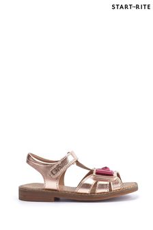 Start Rite Mermaid Rose Gold & Pink Leather Rip-Tape Sandals F Fit