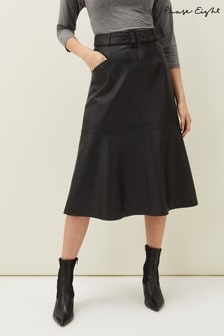 חצאית מידי בגזרת-A מעור בצבע שחור של Phase Eight דגם Jemma (T62694) | ‏1,021 ₪