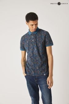 Pretty Green Navy Blue Alloway Paisely Polo Shirt (T62944) | €39