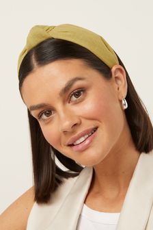 Ochre Yellow Linen Blend Structured Headband (T63162) | ₪ 26