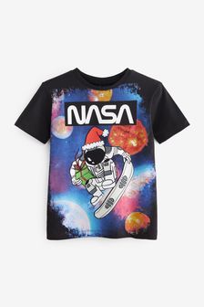 Black NASA Astronaut Short Sleeve Christmas T-Shirt (3-16yrs) (T63253) | €7 - €10