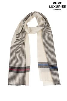 Pure Luxuries London White Pixel Cashmere & Merino Wool Scarf (T63288) | $118