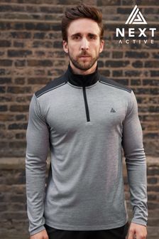 Grey Long Sleeve Zip Neck Next Active Gym Tops And T-Shirts Set (T63320) | €29
