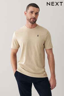 Steinfarben meliert - Regular Fit - Meliertes T-Shirt mit Hirschmotiv (T63489) | 15 €
