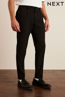 Czarny - Modne plisy - Eleganckie spodnie ze stretchem (T63508) | 72 zł