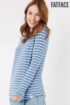 Синяя женская футболка из органического хлопка в бретонскую полоску Fatface (T63637) | 18 820 тг