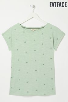 FatFace Womens Green Ivy Embroidered Creatures T-Shirt (T63640) | ₪ 137