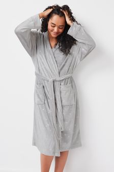 Grey Foil Star Supersoft Dressing Gown (T63734) | $66 - $71
