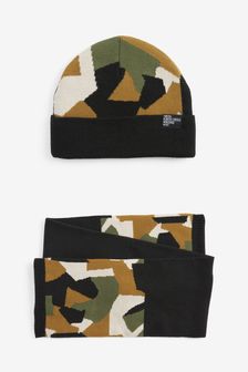 Khaki Green Camoflage Hat and Scarf Set (3-16yrs) (T63737) | $22 - $27