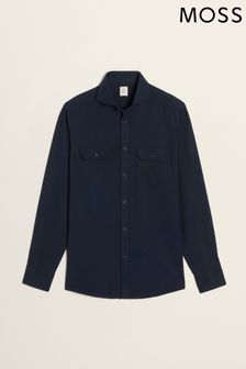Moss Navy Blue Tailored Fit Overshirt (T63862) | ₪ 233