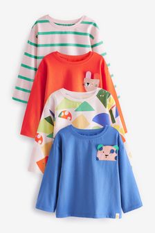  (T63935) | HK$158 - HK$191 藍色／粉紅 - 4件式長袖棉質T恤 (3個月至7歲)