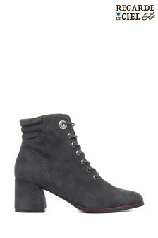 Regarde Le Ciel Grey Vania Lace Up Suede Ankle Boots (T64121) | ₪ 461