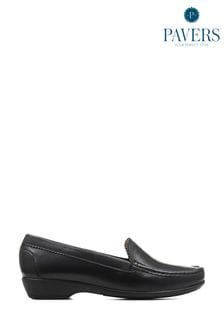 Pavers Lightweight Leather Slip-On Black Shoes (T64252) | ₪ 226
