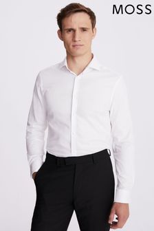 MOSS White Slim Dobby Stretch Shirt (T64269) | OMR21